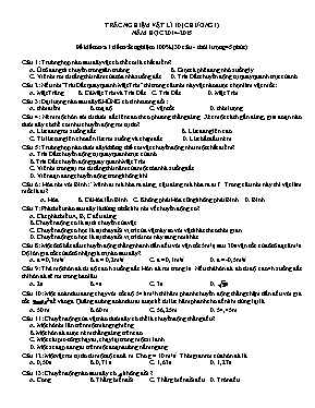 Đề kiểm tra một tiết chương 1 Vật lí lớp 10 - Năm học 2014-2015